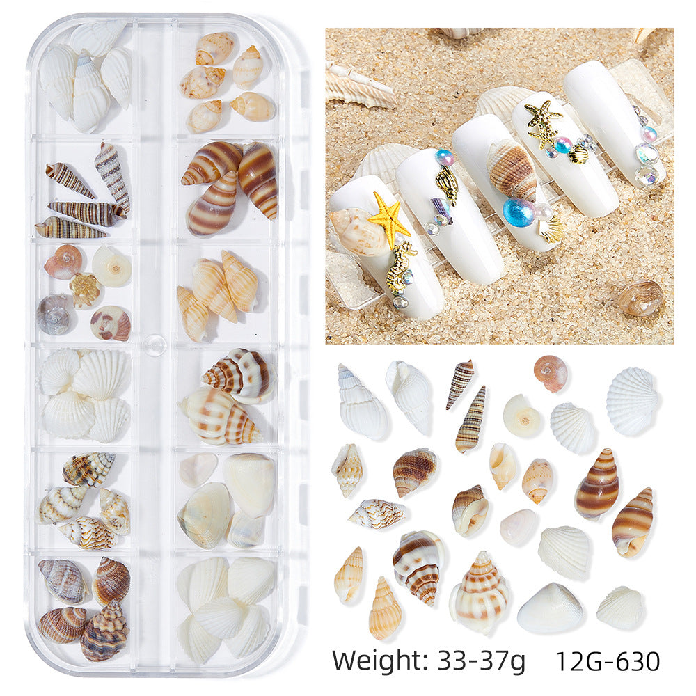 Wholesale Ocean Series Nail Art Jewelry Natural Shell Slices Abalone Slices Starfish Metal Rivets Pearl Small Stone Accessories